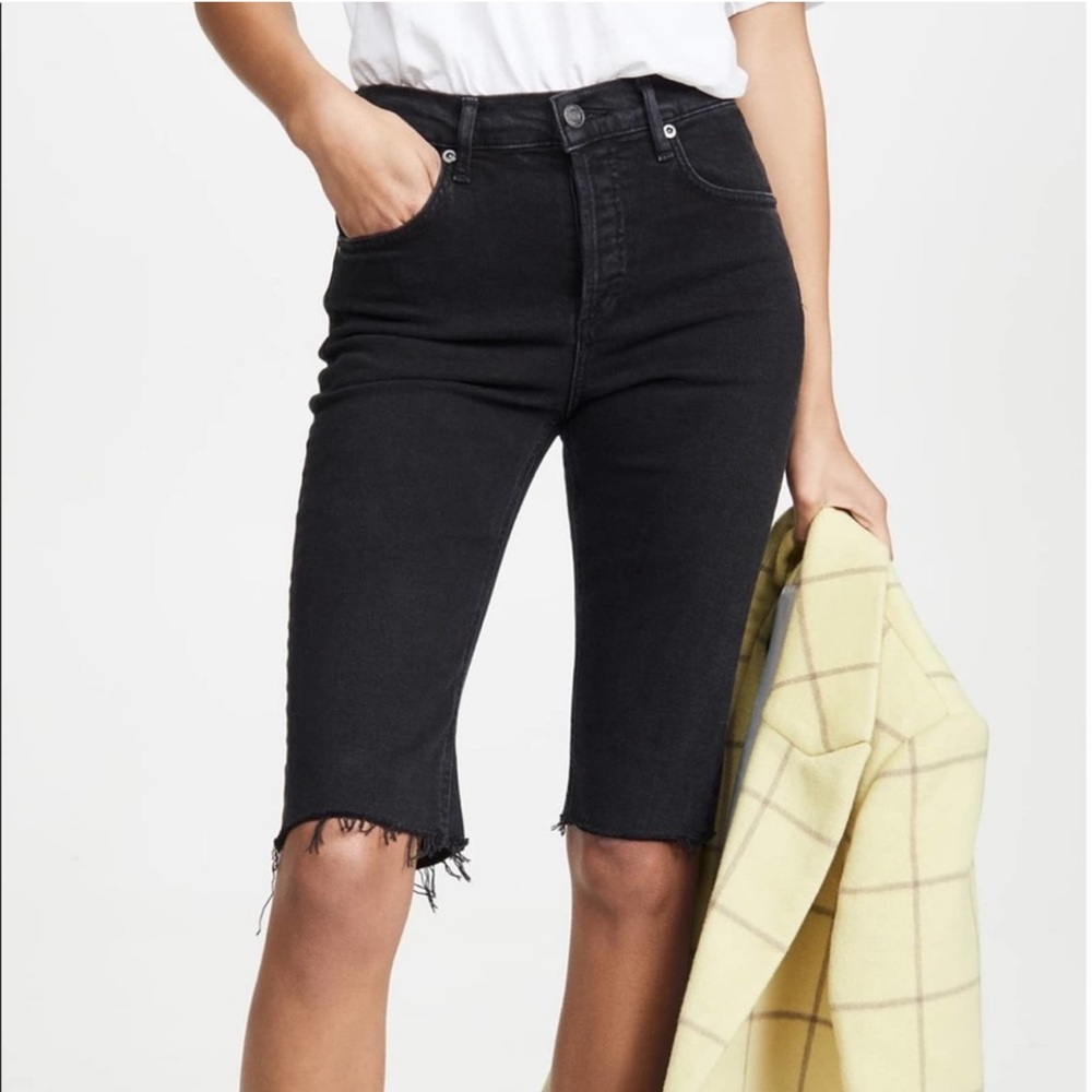 Agolde Carrie Black Bermuda Raw Hem Shorts Size 26